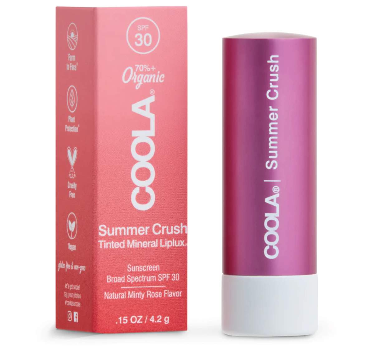 Coola Mineral Liplux Organic Tinted Lip Balm Sunscreen SPF 30